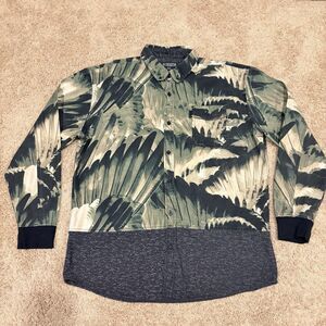 Staple Pigeon Camo Feather Long Sleeve Button Front Shirt Mens Size 2XL